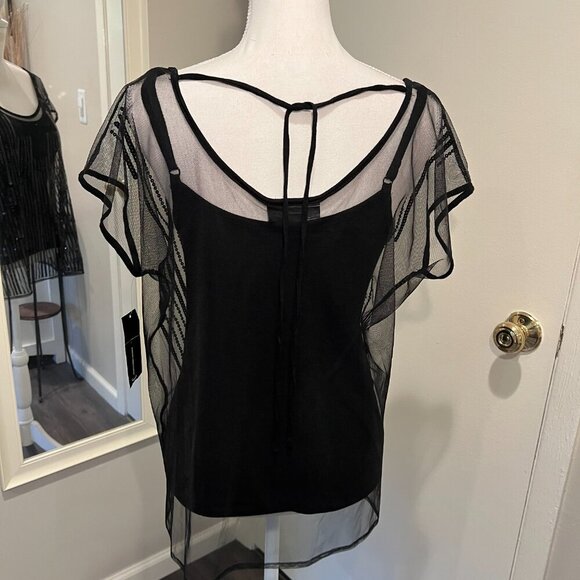 NWT INC Black Jubilant 2 piece Sheer Sequin Top with Built in Camisole, Size M - Picture 12 of 16